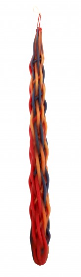 Safed Candles Havdalah Candle with Dark Yellow, Blue and Red Braids