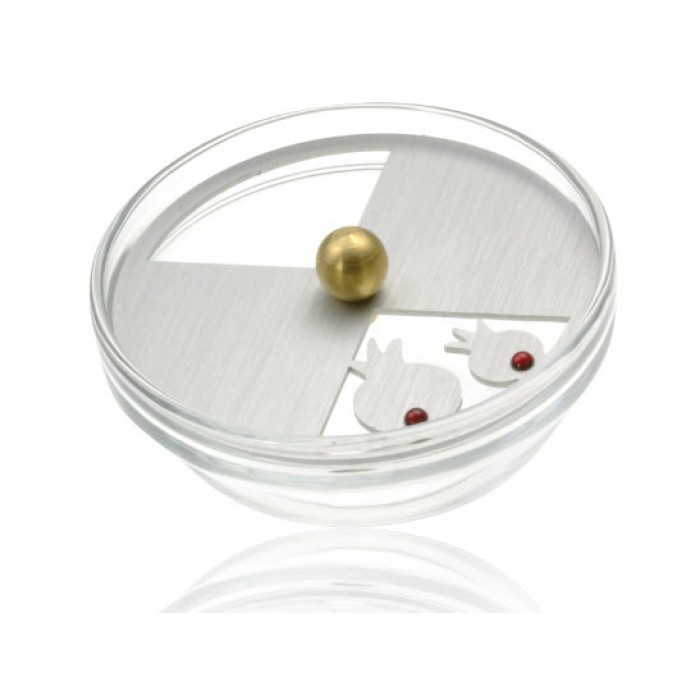 Small Silver Triangle Pomegranate Honey Dish by Adi Sidler