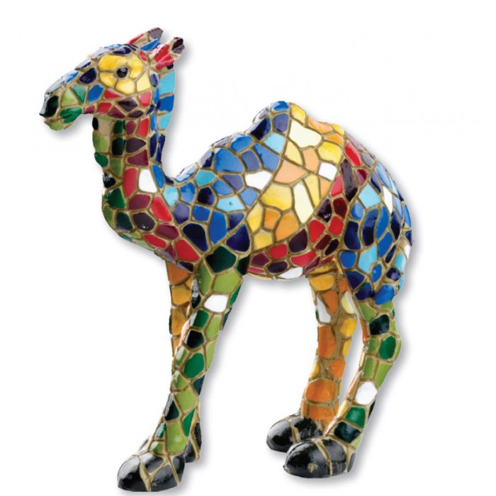 Ceramic Standing Camel with Mosaic Pattern in Bright Colors