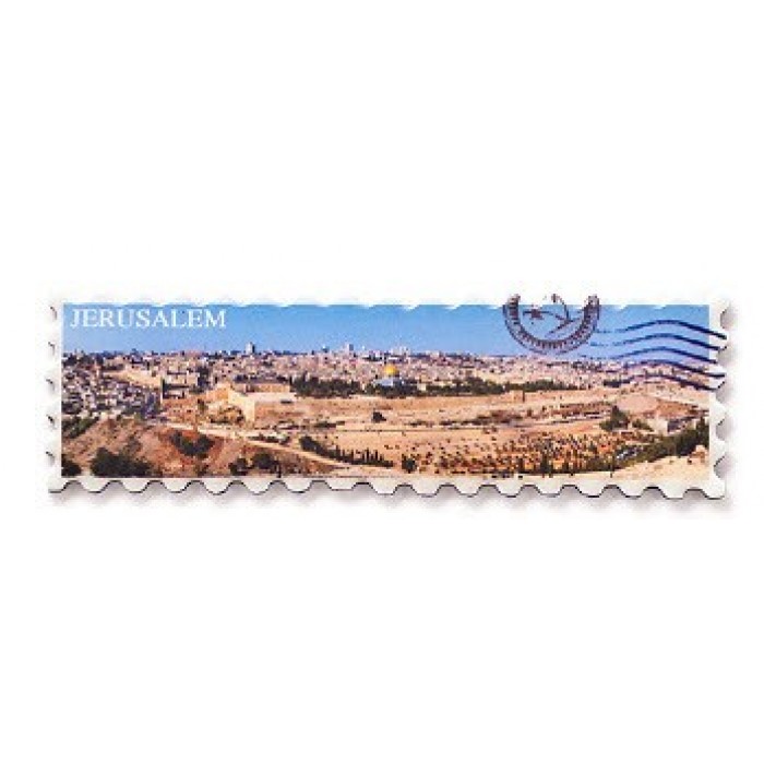 Stamp Magnet with Old City of Jerusalem Photograph