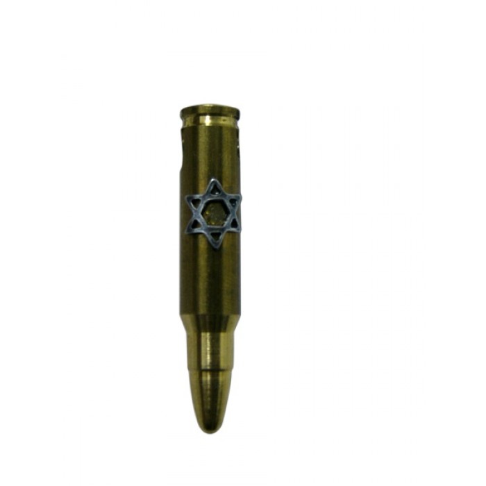 Brass Bullet Pendant with Silver Plated Cutout Star of David