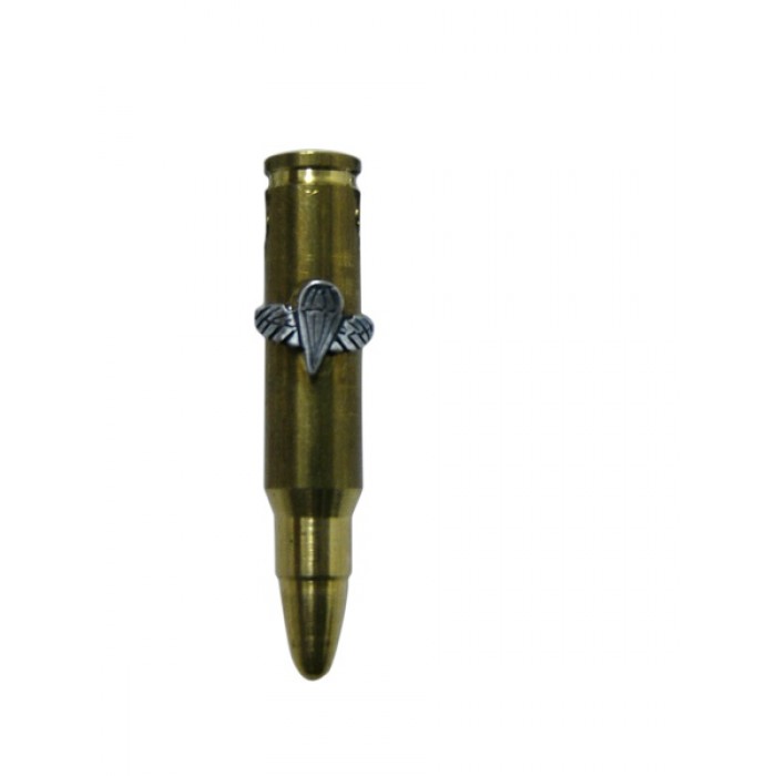 Brass Bullet Pendant with Silver Plated Israeli Paratrooper Insignia
