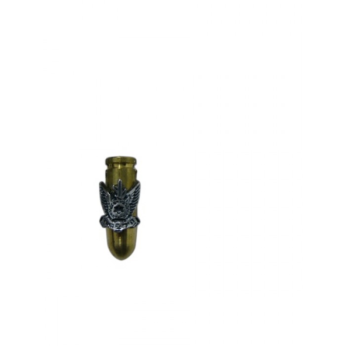 Small Brass Bullet Pendant with Israeli Air Force Insignia in Silver