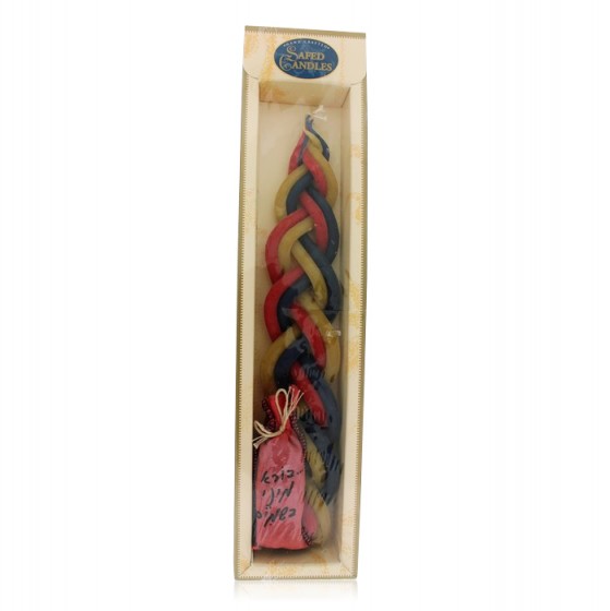 Traditional Wax Havdalah Candle with Three Colors and Spice Holder Bag