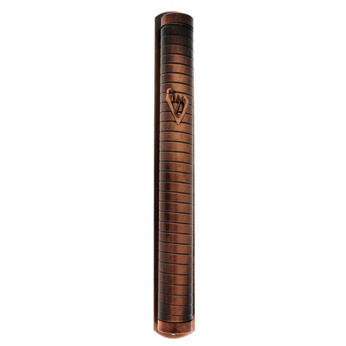 Copper Colored Pewter Mezuzah with Inscribed Lines