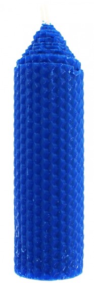Blue Waffle Style Havdalah Candle with Pillar Design by Safed Candles
