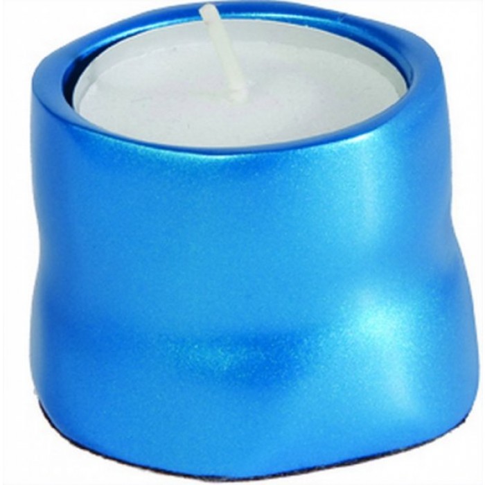 Yair Emanuel Shabbat Candlestick in Blue Anodized Aluminum