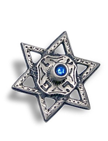 Star of David Dreidel with Blue Bead and Hebrew Text