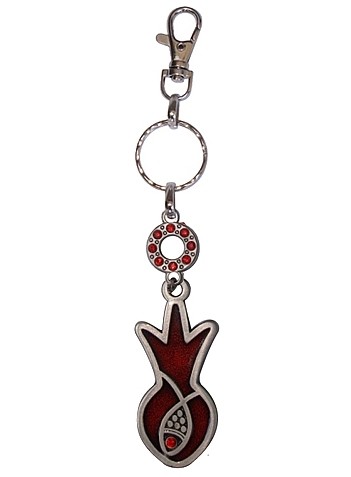 Keychain with Red Pomegranate and Fish