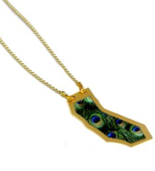 Geometric-Shaped Pendant with Peacock Feather Pattern