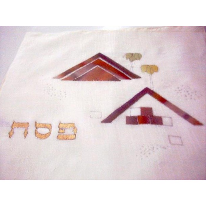Matzah Cover with Red Pyramid Design by Galilee Silks
