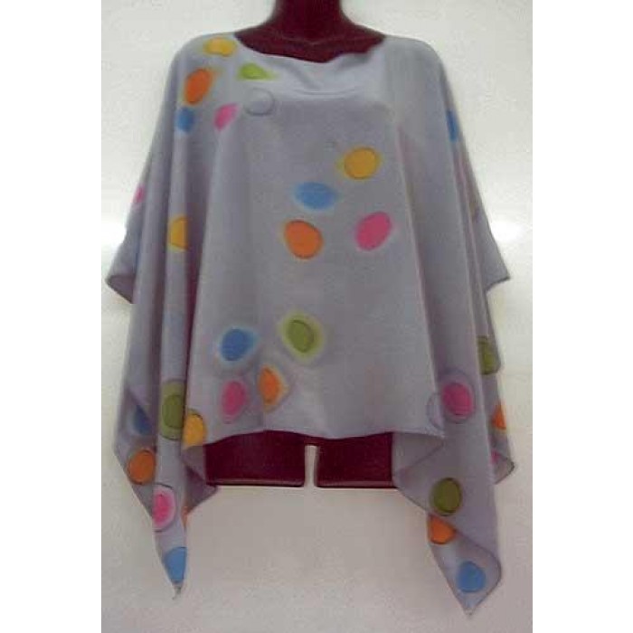 Silk Poncho with Colorful Circles by Galilee Silks
