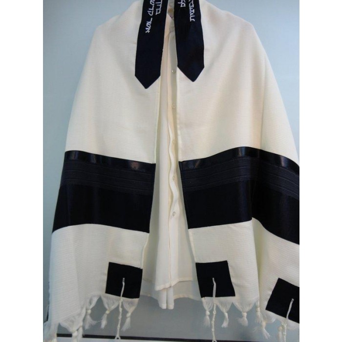 Wool Tallit with Stripes by Galilee Silks