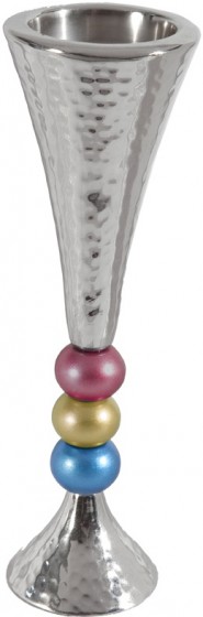 Yair Emanuel Anodized Aluminum Shabbat Candlestick with Colorful Orbs