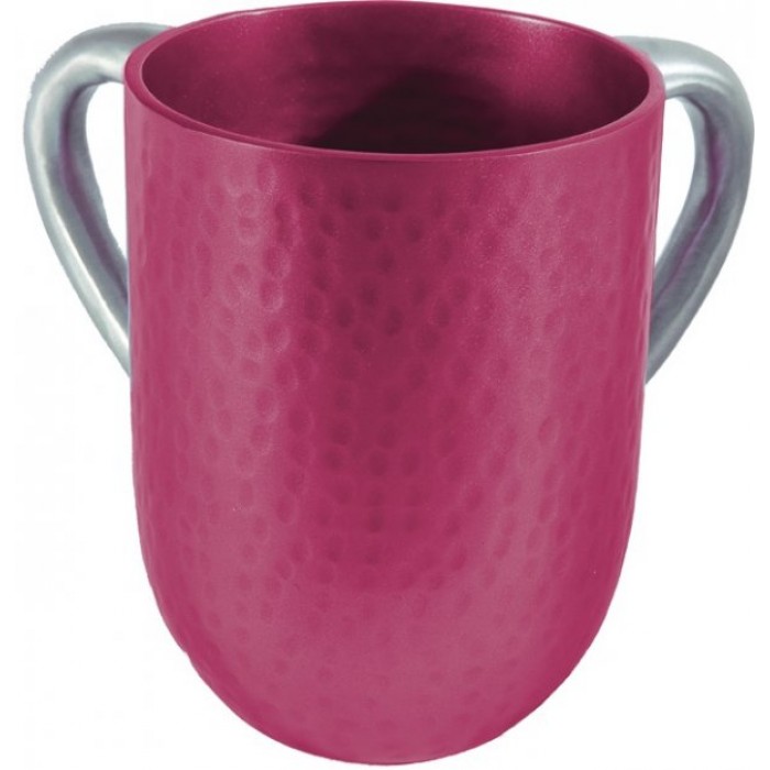 Yair Emanuel Red and Silver Hammered Anodized Aluminum Washing Cup
