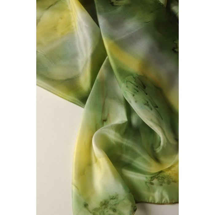 Light Green & Yellow Silk Scarf by Galilee Silks