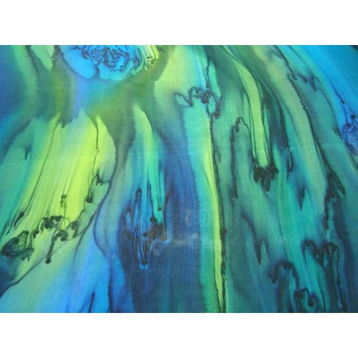 Silk Scarf with Blue & Green Marbled Design by Galilee Silks