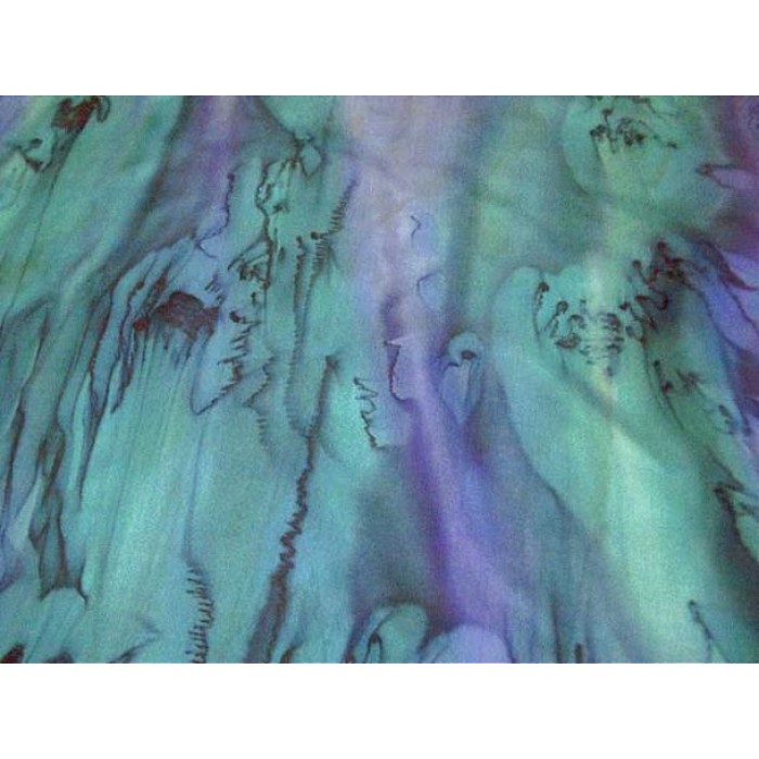 Silk Scarf with Green & Purple Marbled Design by Galilee Silks