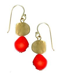 Gold & Coral Drop Earrings