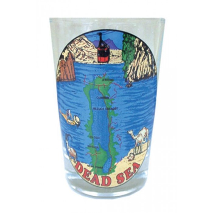 Shot Glass with Dead Sea Map and Landscape Image