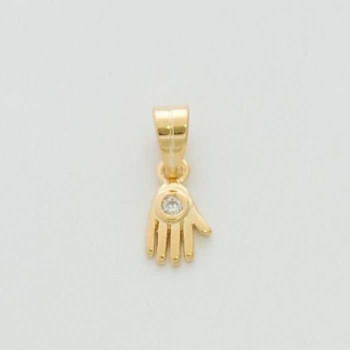 Pendant with Hamsa in Gold Plated and Zircon Stone