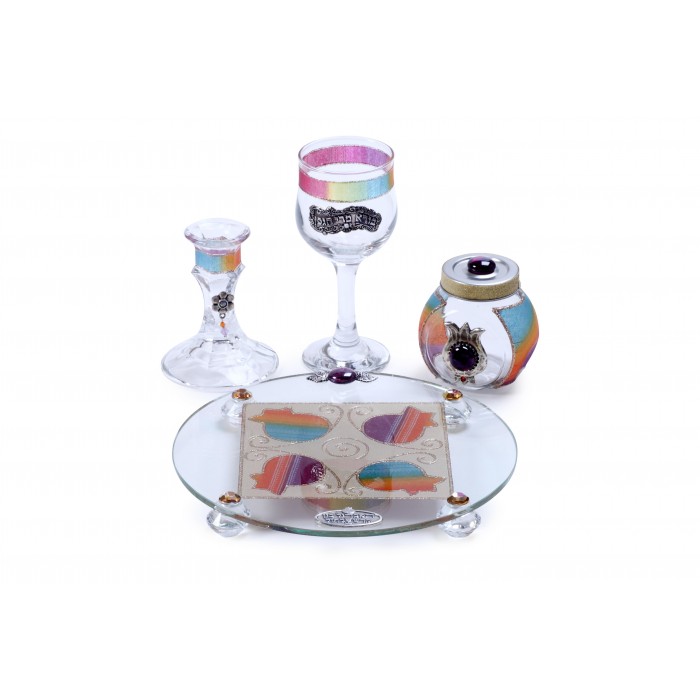 Havdalah Set with Pomegranate Design in Rainbow Colors