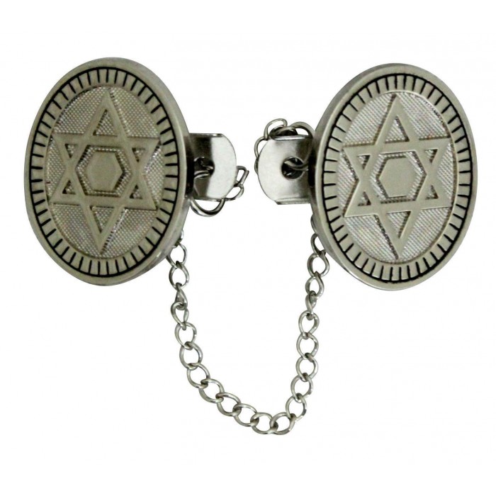 Tallit Clips with Star of David Design in Nickel