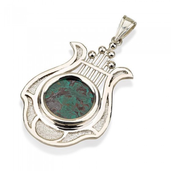 Harp Pendant in Silver with Eilat Stone