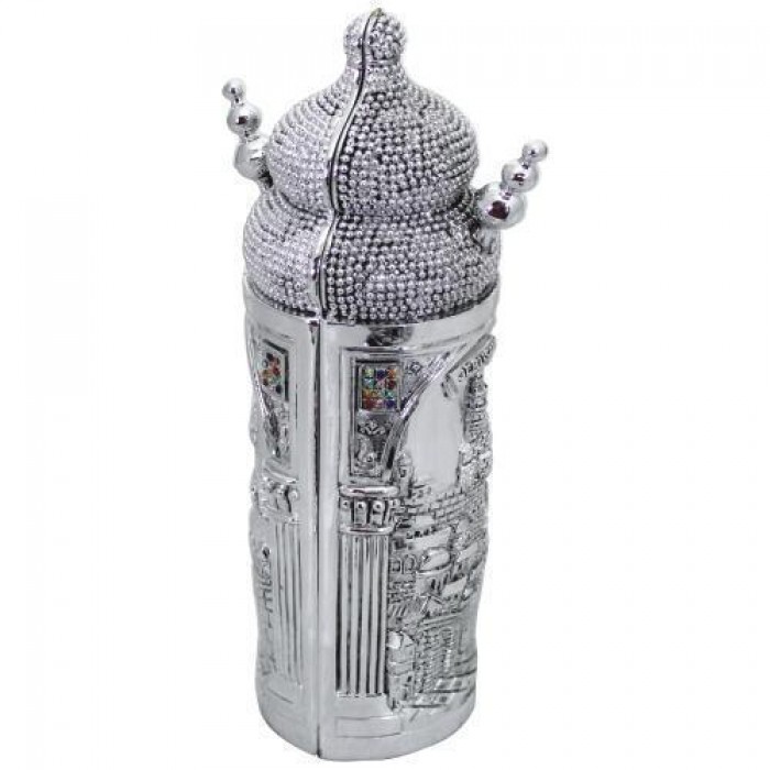 Silver Plated with Polyresin Torah Crown with Jerusalem