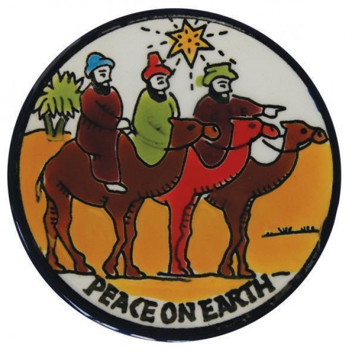 Armenian Ceramic Ornament Plate with Peace on Earth Travelers