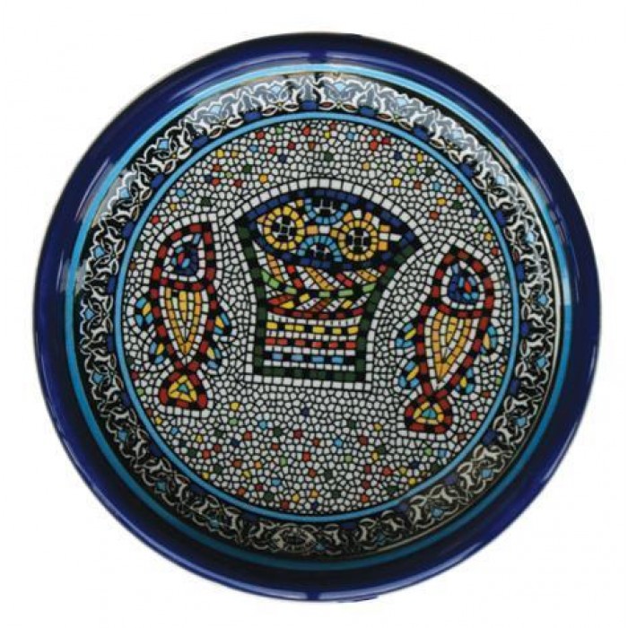 Armenian Ceramic Bowl with Mosaic Fish & Bread