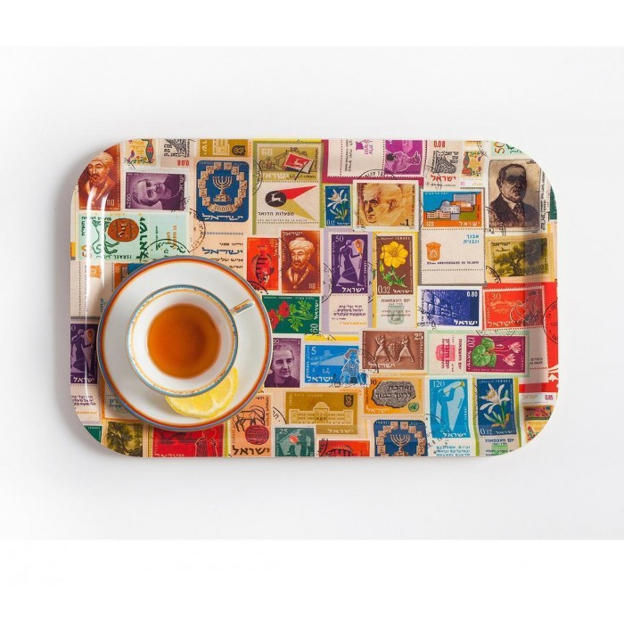Tray with Israeli Stamps Design