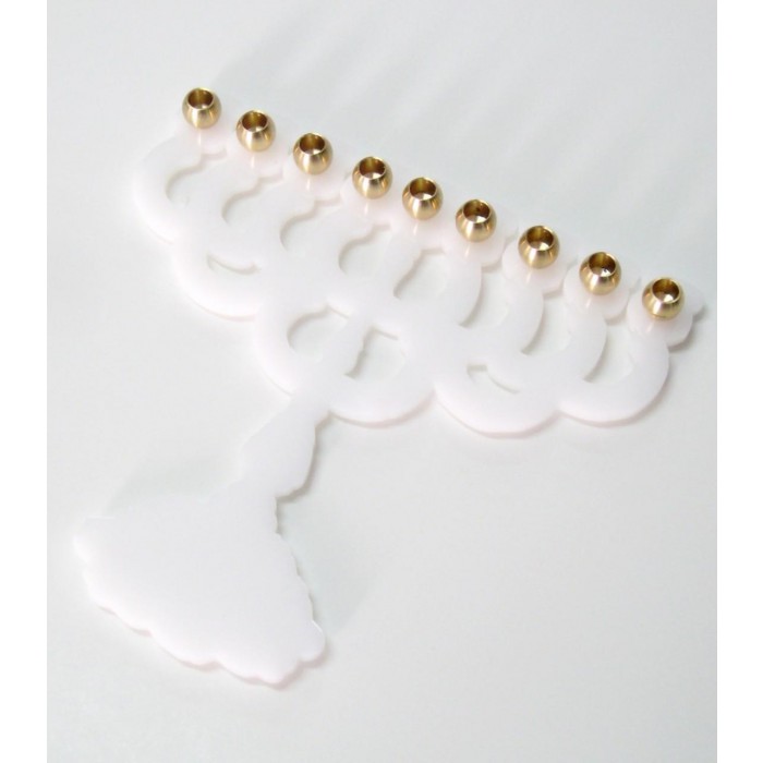 Menorah with Resting Shadow Design in White Perspex