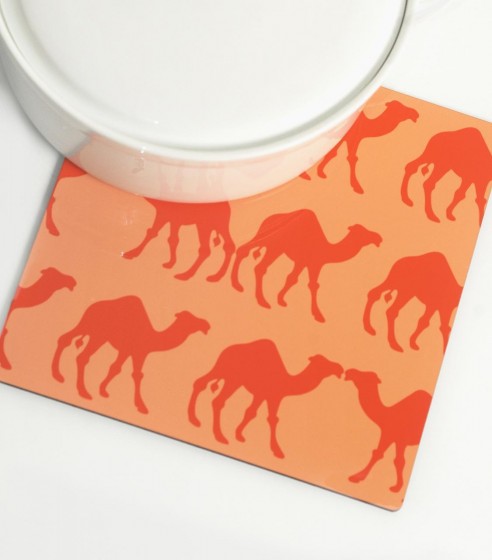 Trivet with Modern Camel Design in Orange and Peach