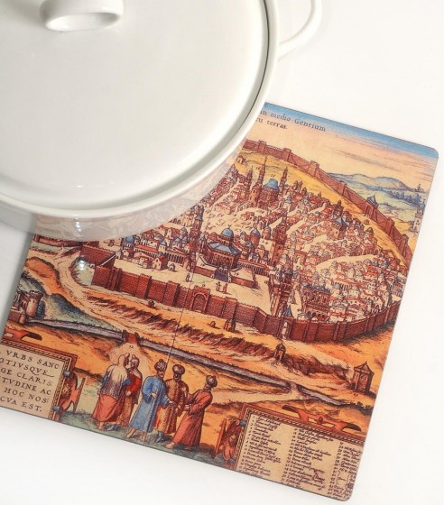 Trivet with Ancient Map of Old City of Jerusalem
