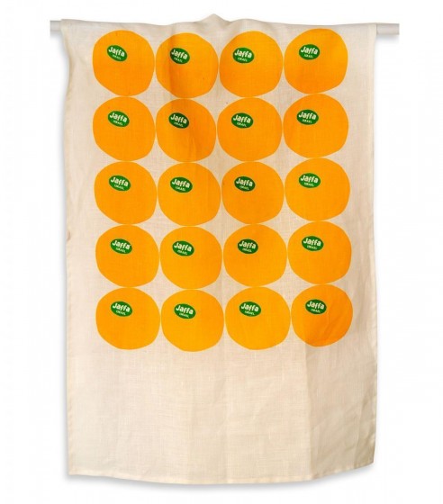 Dish Towel with Jaffa Orange Design in Linen