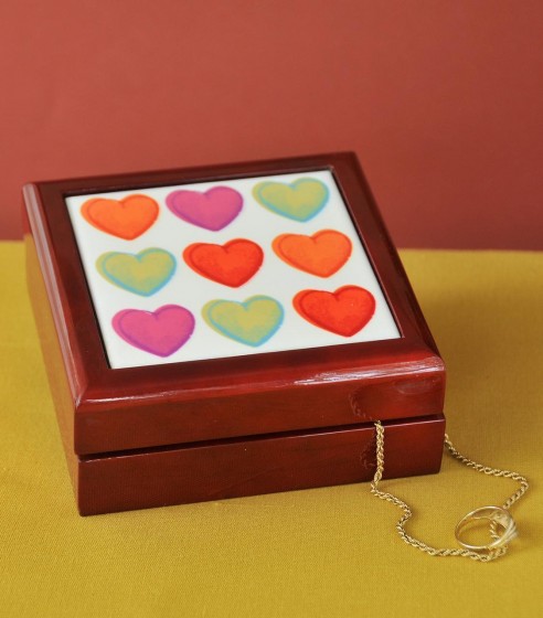 Jewelry Box with Colorful Heart Design