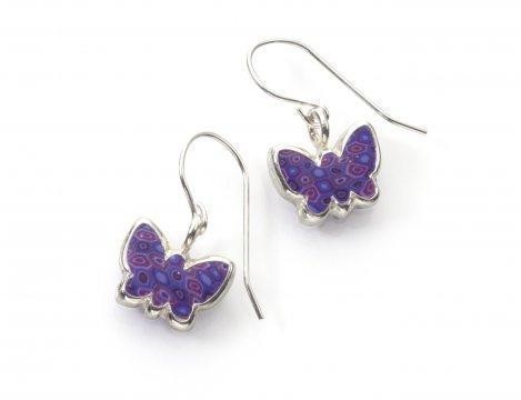 Butterfly Earrings with Purple Mosaic- Adina Plastelina