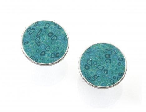 Stud Earrings with Turquoise Mosaic Design- Adina Plastelina
