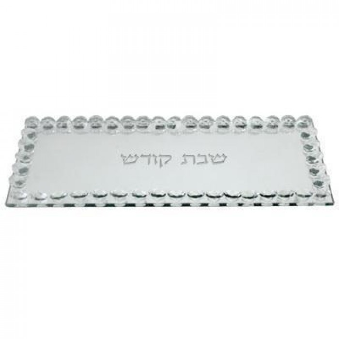 Shabbat Tray in Glass with Gems