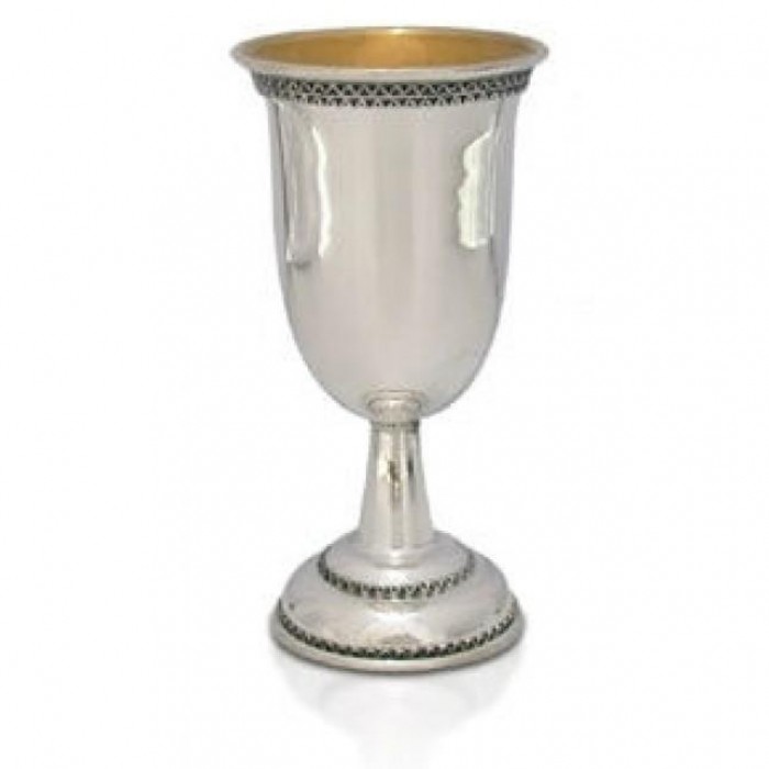 Kiddush Oval Cup with Filigree in Sterling Silver by Nadav Art