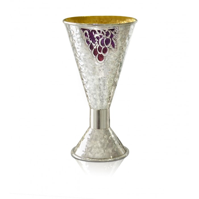 Kiddush Sterling Silver Cup with Grapevines by Nadav Art