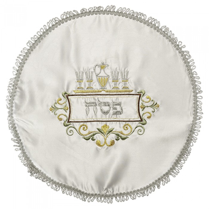 Satin Matzah Cover with Pesach Wine Glasses Theme