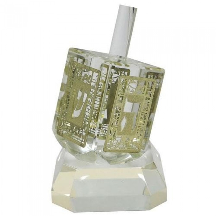 Gold Crystal Dreidel With Stand