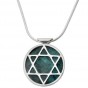 Round Star of David Pendant in Sterling Silver & Eilat Stone by Rafael Jewelry
