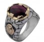 Jerusalem Walls Ring in Sterling Silver with 9k Yellow Gold and Garnet by Rafael Jewelry