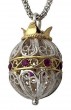 Rafael Jewelry Pomegranate 3D Pendant in Sterling Silver and 9k yellow gold with Ruby