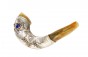 Polished Ram's Horn with Silver Sleeve & Hebrew Text by Barsheshet-Ribak 