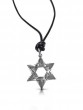 Star of David Black Wire Necklace with Hebrew Psalms Writing