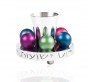 Havdalah Set with colorful Spice Balls & Silver Tray in Aluminum